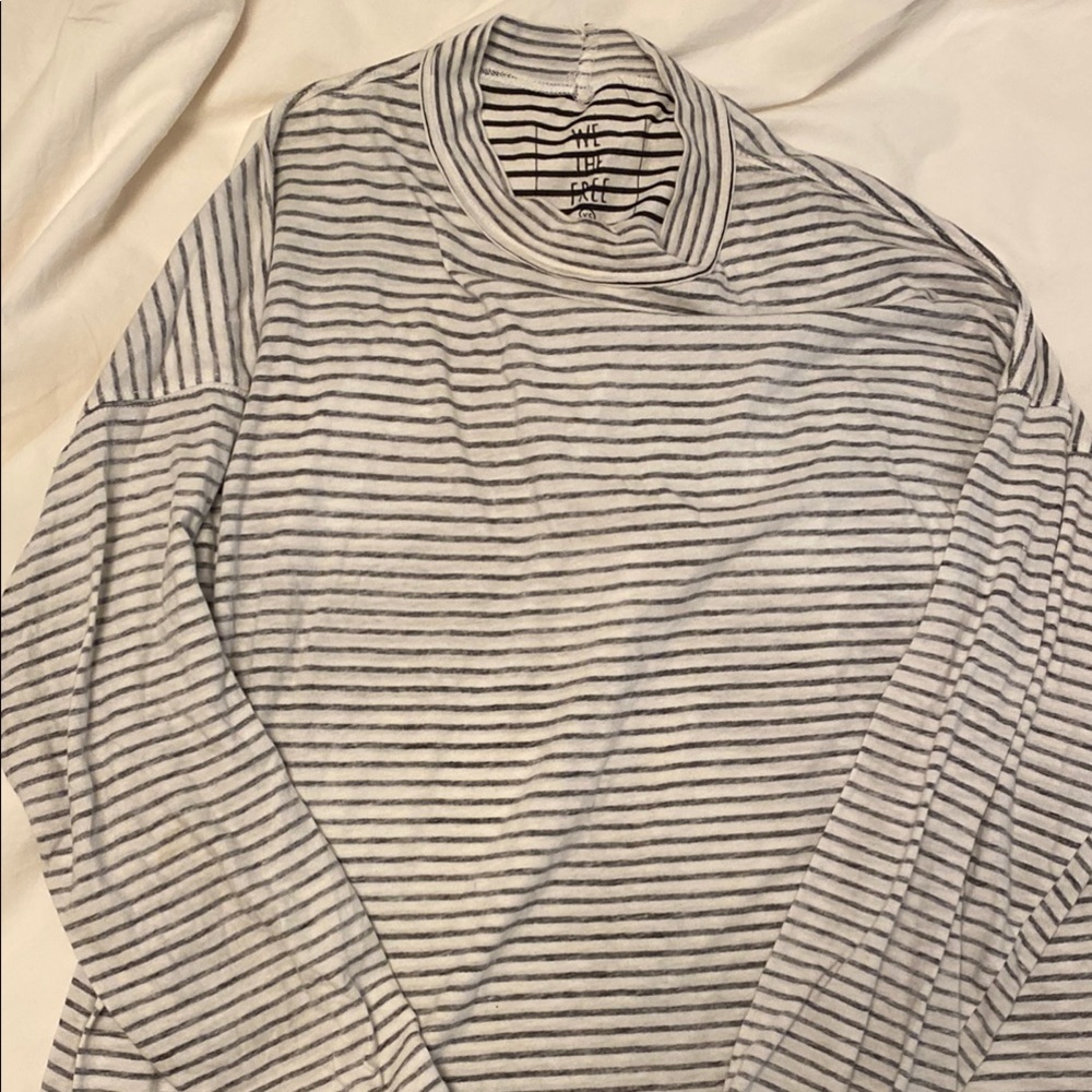 We The Free Black and White Fitted Ribbed Long Sleeve Tee